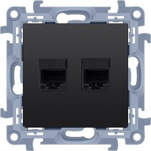 Prizë rrjeti Simon 10, RJ45, dyfishe, kategori 6, e zezë mat