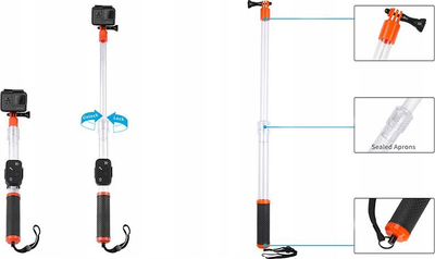 Selfie stick Telesin Monopod Grip, 36–62 cm, transparent, portokalli me të zezë