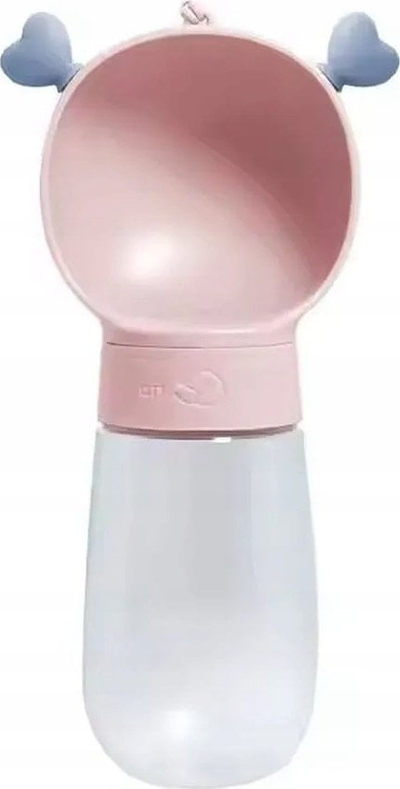 Портабилно шише за кучиња Babyono Dog Outdoor, 2‑во‑1, со сад и дозер, розово