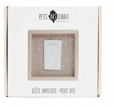 Dekorтивна рамка PetitArtichaut Stamping Box Pretty Hearts, хипоалергена паста, за отпечатоци од бебе, бела