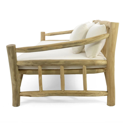 Sofa Torc druri teak natyral–e bardhë 210×100×80 cm (HM9339), bardhë