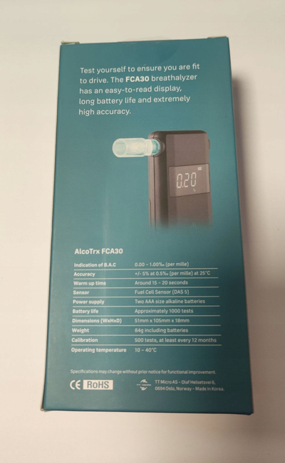 Alkotest AlcoTrx FCA30, me sensor qelize karburanti, portativ, i zi