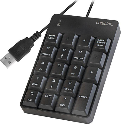 Tastierë LogiLink ID0184, numerike, me kabllo, US, e zezë