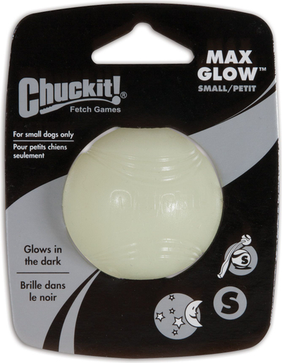 Lodër top për qen ChuckIt Max Glow, madhësia S, që ndriçon në errësirë, i bardhë