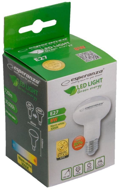 Poç elektrik Esperanza, LED, E27, 3000K, 8W, i bardhë
