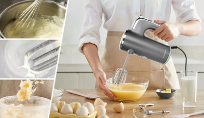 Рачен миксер Aigostar Hand Mixer, 400W, 5 брзини, сребрен