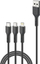 Кабел за полнење FONENG 3‑во‑1, Лајтнинг Микро USB USB C, 2m, црн