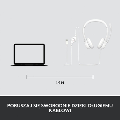 Kufje me mikrofon Logitech H390, me kabllo, të bardha 