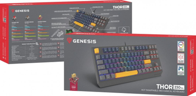 Tastierë mekanike Genesis Thor 230 TKL, Outemu Panda, RGB, e zezë