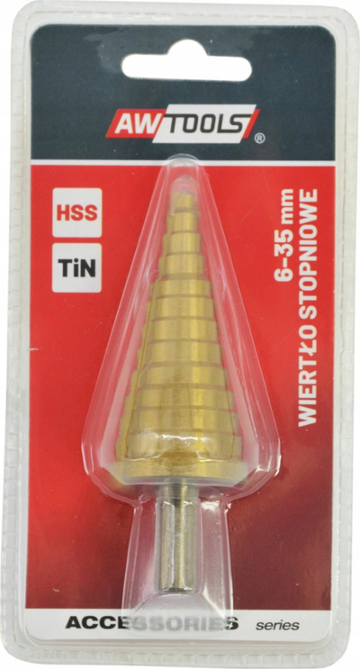 Gërshërë hapshkallë Awtools STEP DRILL BIT HSS TIN, 6 35mm, për metal