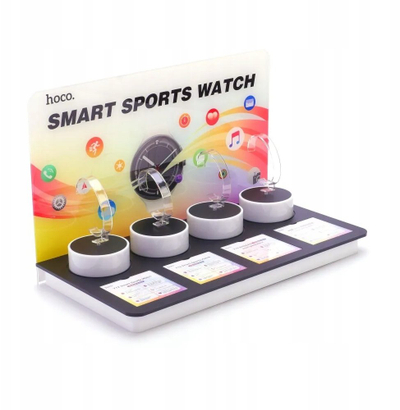 Stendë ekspozimi Hoco HN21 për smartwatch, 4 vende, me mbajtëse broshurash, e zezë