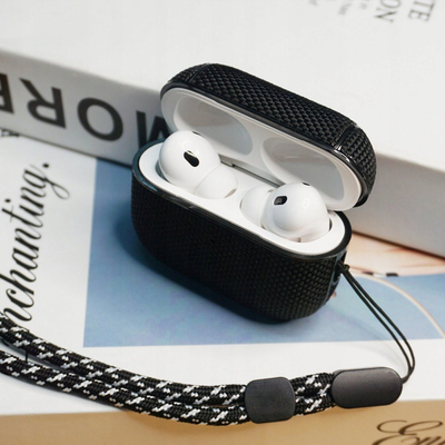 Kapak Beline për AirPods Pro, gome TPU, me karabinë, i zi