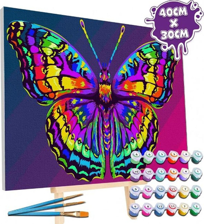 Set pikturimi Splat Planet Butterfly, me numra, kanavacë 40 x 30 cm, shumëngjyrësh