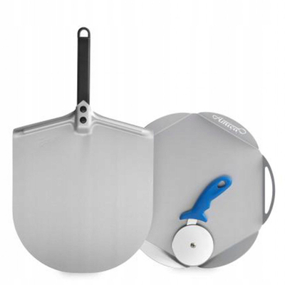 Сет за пица Gimetal Casa Mia, лопатка 35 cm, сечач 10 cm, сребрена