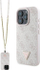 Çantë-mbulesë telefoni Guess Leather Metal Logo Strass Crossbody për iPhone 16 Pro Max 6.9", lëkurë, rozë