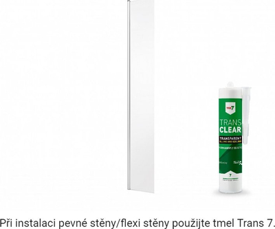 Panel anësor dushi Besco ECO N FLEX PEF 30 195C, 30x195 cm, xham i kthjellët, kornizë krom