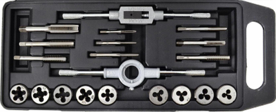 Set tapa dhe filiera AWTools, 20 copë, çelik aliazh, me kuti plastike