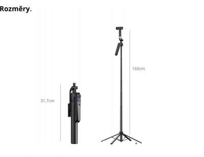 Tripod Telesin Intelligent Auto Tracking, rrotullim 360°, me telekomandë, i zi