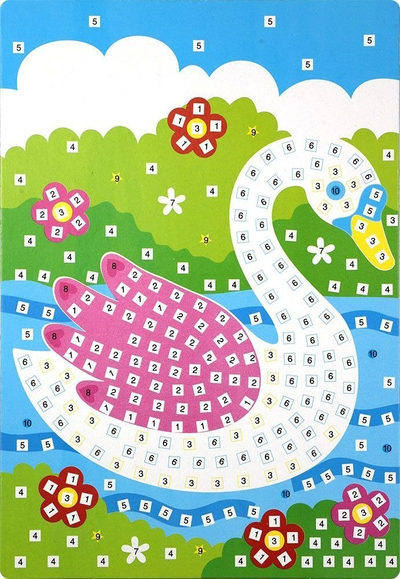 Set mozaiku Hasta Foam Mosaic Swan, me shkumë, me mjellmë, shumëngjyrësh