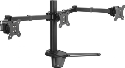 Stativ tavoline për monitorë 650125, për 3 monitorë 17"-27", gas spring, i zi