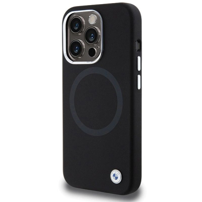 Këllëf telefoni BMW Signature Liquid Silicone për iPhone 15 Pro Max 6.7", silikon i lëmuar, i zi