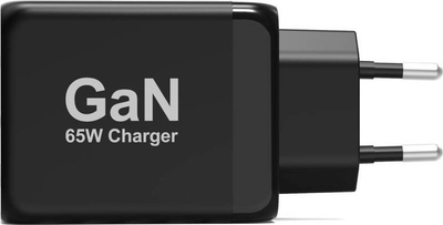 Полнач за ѕид Port Designs 900106 EU, 65W GaN, USB C PD и USB A QC, црн