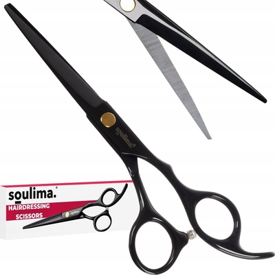 Професионални ножици за коса Soulima Hairdressing Scissors 21461, ергономски, со силиконски амортизер, црни