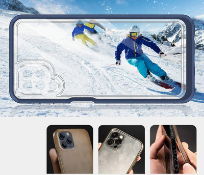 Kapak telefoni Hurtel Clear 3n1 për Samsung Galaxy A22 4G, xhel TPU, transparent me kornizë blu