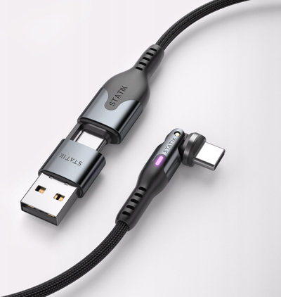Kabllo karikimi STATIK PowerPivot Pro, USB C në USB C, 1m, najlon i zi