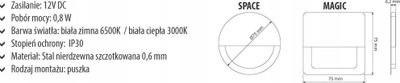 Dritë shkalle LED Kanlux Magic, 0.8W, 12V, çelik i argjendtë