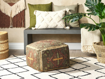 Puf jute KATORA, 50 x 50 cm, formë kubike, shumëngjyrësh