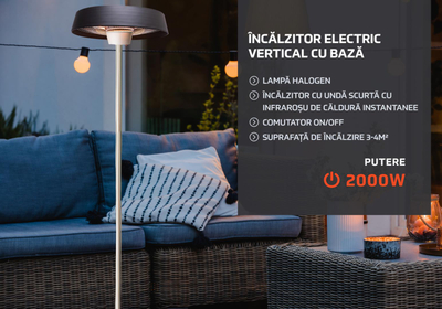 Ngrohës elektrik HR, 1000W 2000W, infra të kuqe, i zi gri