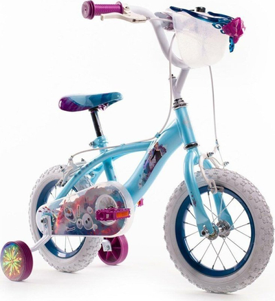 Bicikletë për kalamaj Huffy Frozen, 12", me shportë, bojëqielli