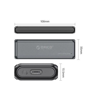 Kuti e jashtme SSD Orico DDM2-C3, M.2 NVMe, USB-C 3.2 10Gb/s, e zezë