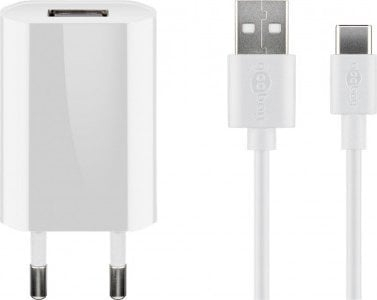 Karikues telefoni Wentronic 45300, 5V 5W, me kabllo USB-C 1m, i bardhë