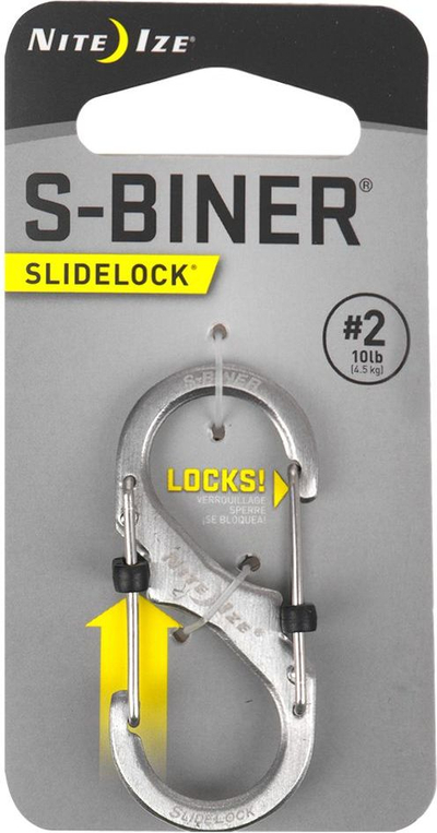 Karabiner Nite Ize S-Biner SlideLock #2, çelik inox, SlideLock, argjendtë