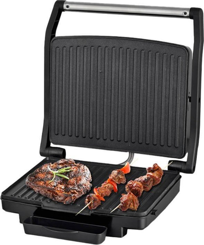 Grill elektrik Techwood TGD-038, 1800W, pllaka që s'ngjiten, inox argjendi