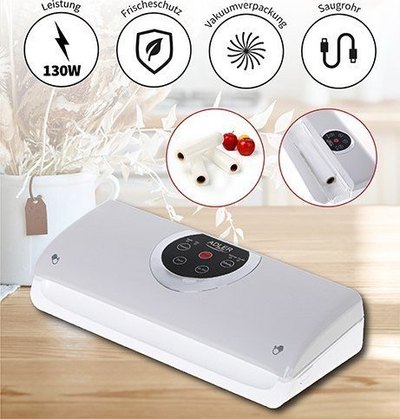 Makinë vakumi Adler AD 4503, 120W, funksion sous-vide, e bardhë gri
