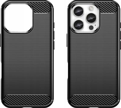 Силиконска карбон футрола за телефон Apple iPhone 16 Pro Max, заштитна, црна
