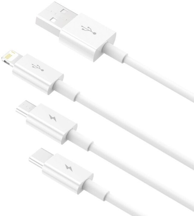 Kabllo BASEUS Superior 3në1, USB-A - USB-C/micro USB/Lightning, 1.5m, e bardhë