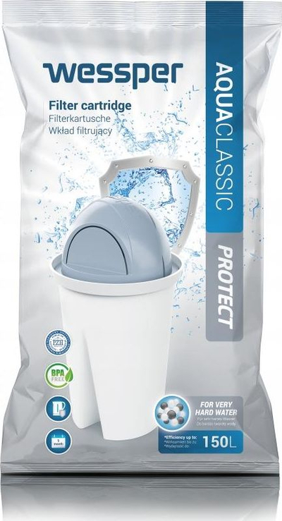 Fishek filtri Wessper AquaClassic Protect, set me 6 copë, për ujë shumë të fortë, i bardhë