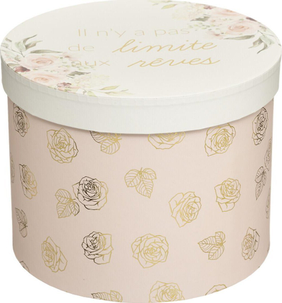 Set kuti dekorative Atmosphera Princess, 3 copë, karton, rozë me të bardhë