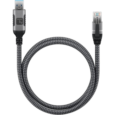 Мрежен кабел Techly USB-A во RJ45, Gigabit Ethernet, 1 m, црно-сребрена боја