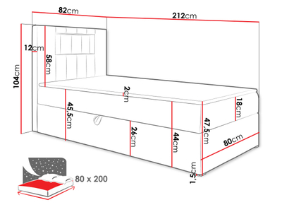 Shtrat kontinental 80x200 JUNIOR artë 1, bardhë/ kaftë