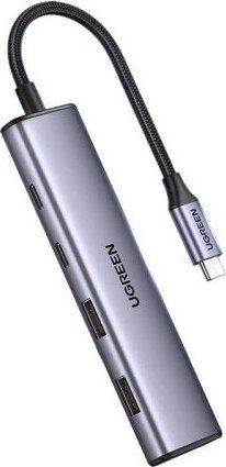 Hub USB C Ugreen CM473, 2 porta USB A, 2 porta USB C, gri