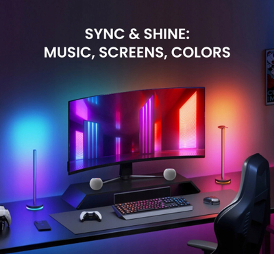 Llambë tavoline Yeelight Beam RGBIC, dritë shumëngjyrëshe, për HomeKit Google Alexa, e zezë