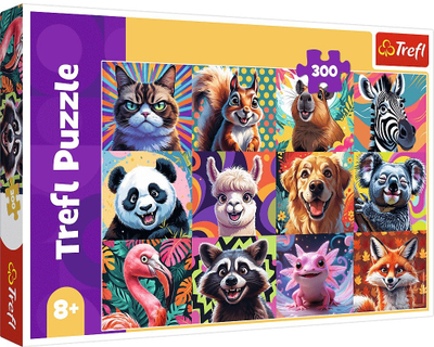Puzzle Trefl copa të mëdha XXL Funny Animal Portraits, 300 copa, për kalamaj 8+, shumëngjyrësh