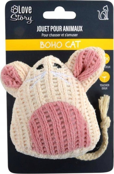 Lodër për mace Love Story BOHO CAT Pink Mouse Small, 11x7x5 cm, rozë krem