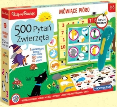 Loja edukative Clementoni 500 Questions Animals Talking Pen, 500 pyetje, për fëmijë 3 5 vjeç, shumëngjyrëshe