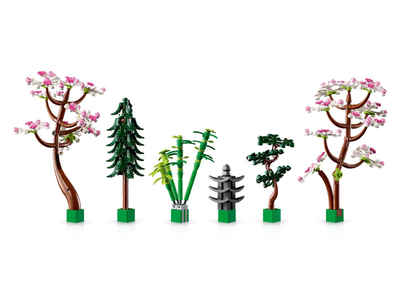 Set ndërtimi LEGO Icons Peaceful Garden 10315, model kopsht japonez, dekorativ, shumëngjyrësh